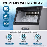 21 mm square ice cubes produced by the commercial ice maker
