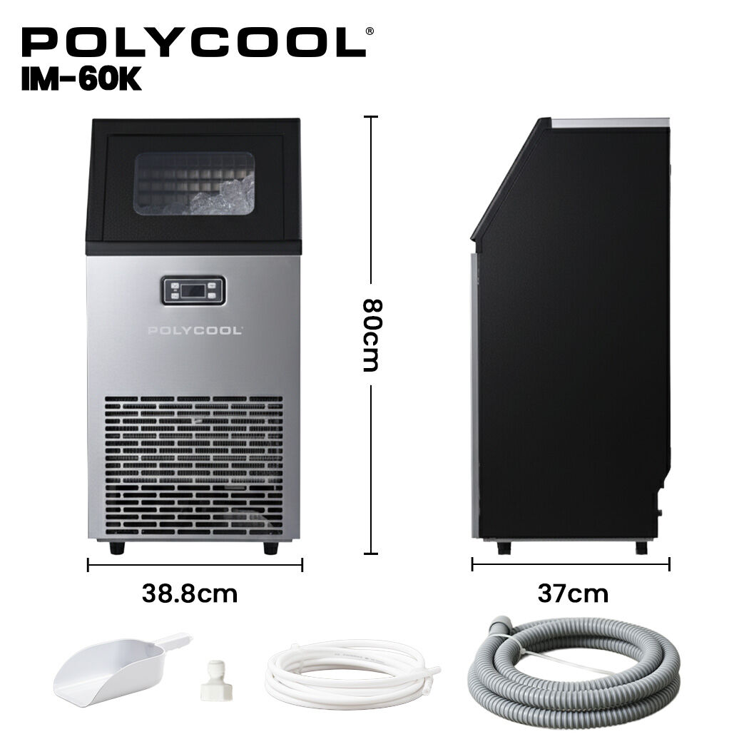 Ice maker dimensions 38.8 cm wide, 37 cm deep and 79.8 cm high
