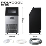 Ice maker dimensions 38.8 cm wide, 37 cm deep and 79.8 cm high