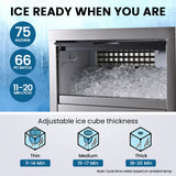 21 mm square ice cubes produced by the commercial ice maker