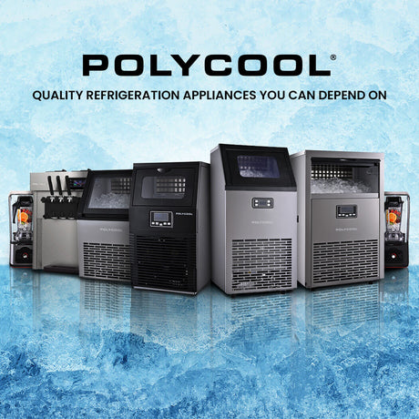 Ice maker in use in a busy bar or restaurant service area