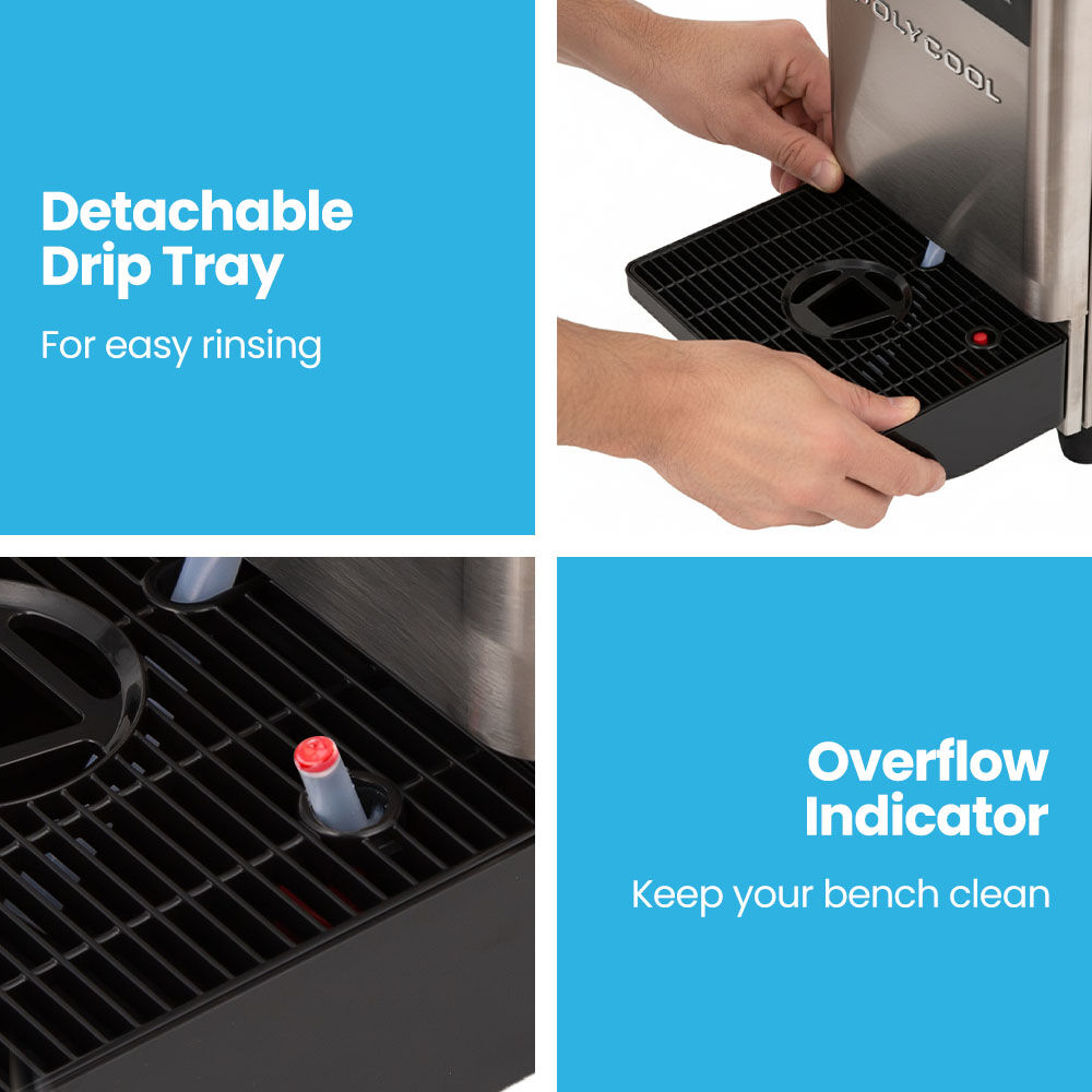Detachable drip tray with overflow indicator on slush machine