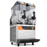 Commercial slush machine with two 12 L tanks and stainless steel body