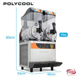 Twin tank slush machine dimensions 40 cm wide, 53 cm deep and 83 cm high