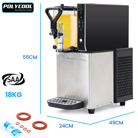 Slush machine front view with 3 L polycarbonate tank and dispensing tap