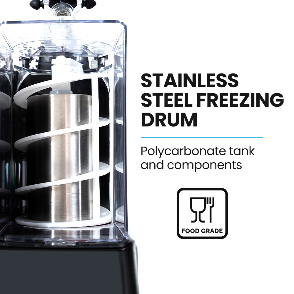 Slush machine tank filled with frozen drink mix