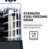 Slush machine tank filled with frozen drink mix
