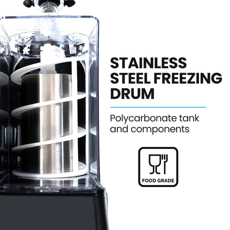 Slush machine tank filled with frozen drink mix