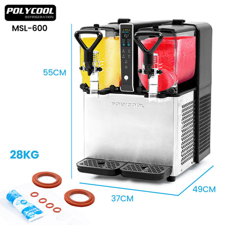 Double tank slush machine front view with digital control panel