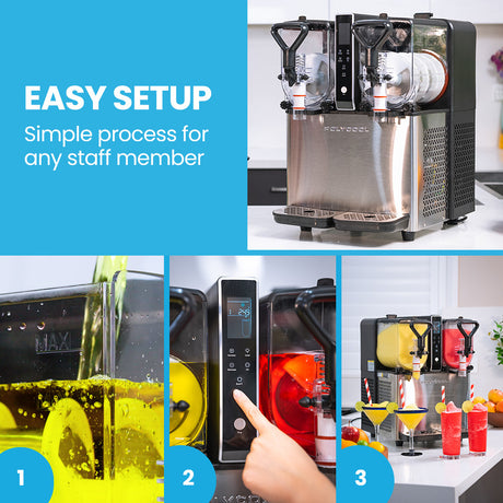 Pouring a frozen drink from the 6 L slush machine