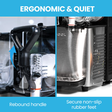 Slush machine dimensions 37 cm wide, 49 cm deep and 55 cm high