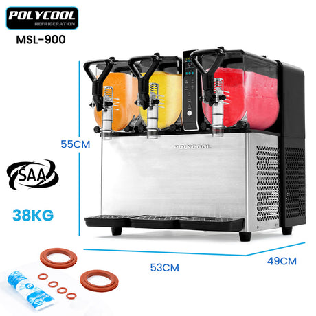 Triple tank slush machine front view with digital controls