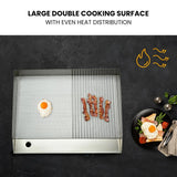 THERMOMATE Commercial Electric Griddle TH-G04, 2400W 55x35cm Half Ribbed Surface