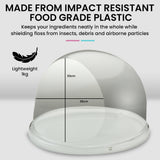 Side profile of the 36 cm high clear fairy floss machine cover
