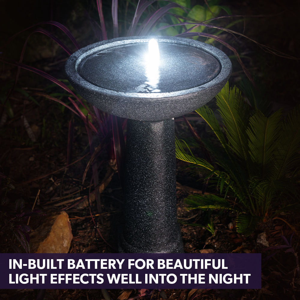 Contemporary Solar Water Feature Bird Bath