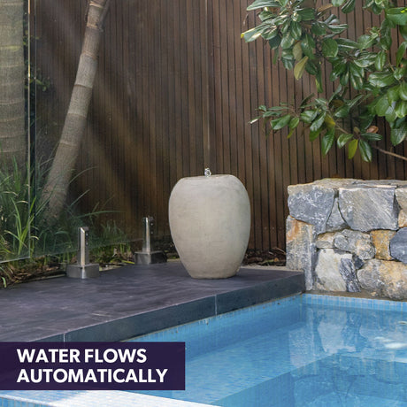 Light Grey Pot Style Solar Water Fountain