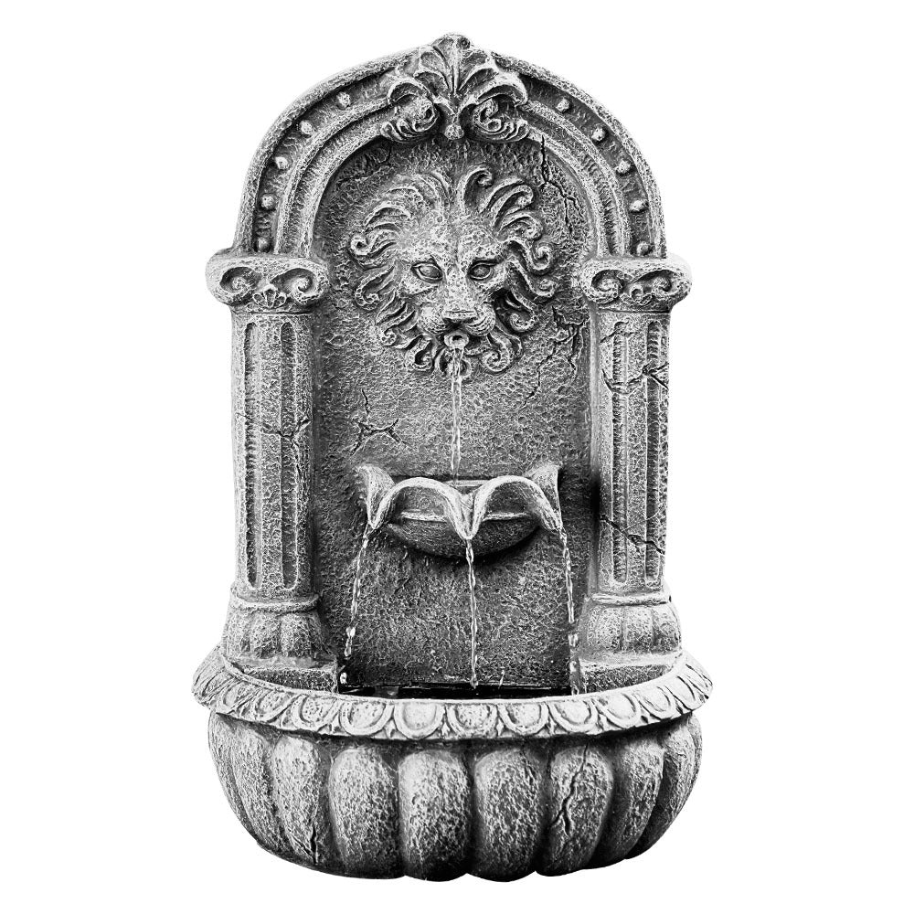Solar Powered Lion Head Water Feature Fountain