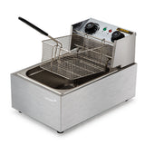 Commercial stainless steel deep fryer with 10 litre tank and frying basket