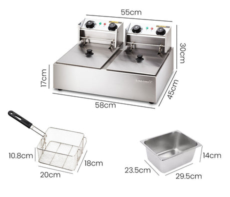 Overhead view of the two oil tanks in the commercial deep fryer