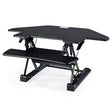 Wiluna adjustable corner desk riser with dual monitor surface and keyboard tray