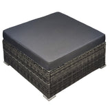 Marl grey rattan wicker modular outdoor ottoman on a patio
