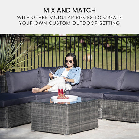 Sarina Outdoor Modular Ottoman, Grey Wicker