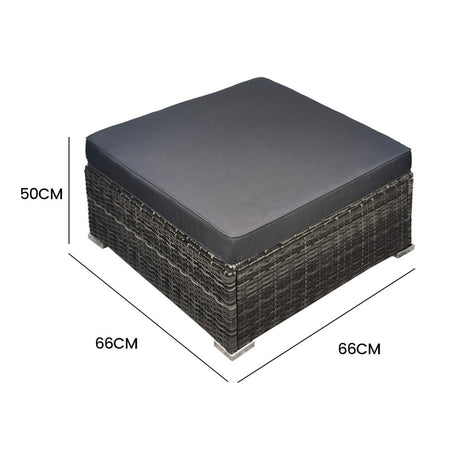 Sarina Outdoor Modular Ottoman, Grey Wicker