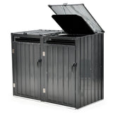 Rawlinna galvanised steel double wheelie bin enclosure with two opening doors