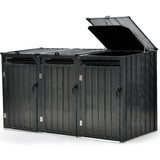 Nurina galvanised steel triple wheelie bin enclosure with three opening doors