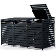 Timber triple wheelie bin storage shed, front view