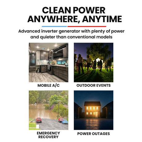 Portable Inverter Generator, 3.5kW Peak 3kW Enclosed Petrol, view 3