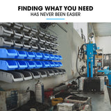 Glenfinnan Wall Mounted Parts and Tool Rack, 52 Bin, 3 Pegboard, 144 x 22 x 54cm, Blue
