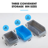 Glenfinnan Wall Mounted Parts and Tool Rack, 52 Bin, 3 Pegboard, 144 x 22 x 54cm, Blue