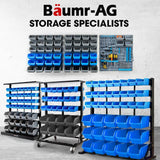 Glenfinnan Wall Mounted Parts and Tool Rack, 52 Bin, 3 Pegboard, 144 x 22 x 54cm, Blue