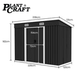 Baxter Steel Garden Shed, 2.38 x 1.31m, Skillion Roof