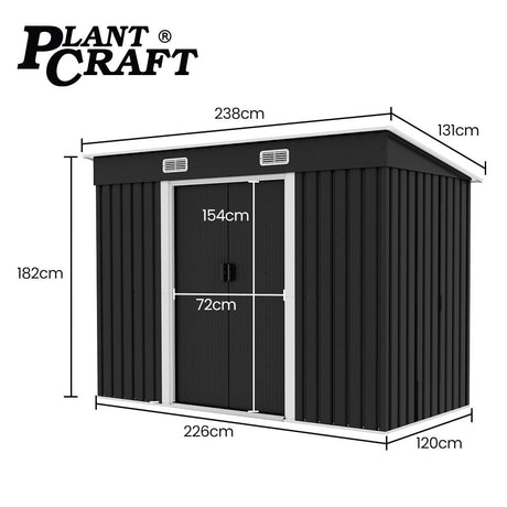 Galvanised steel garden shed in backyard setting