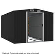 Fraser Range galvanised steel gable roof garden shed with sliding doors