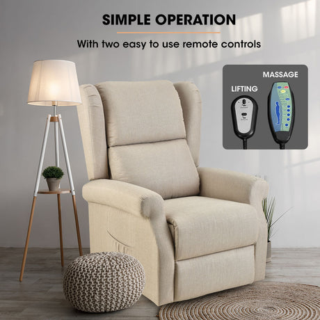 FORTIA Electric Recliner Lift Chair with Massage and Heat