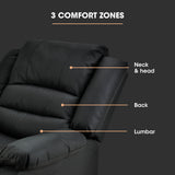 Fortia Luxury Recliner Lounge Chair – Black Faux Leather Armchair for Home Theatre and Relaxation