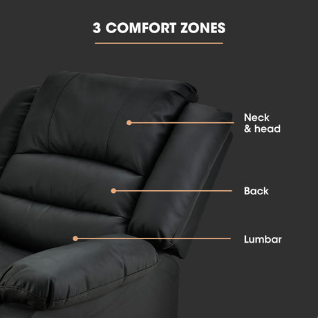 Fortia Luxury Recliner Lounge Chair – Black Faux Leather Armchair for Home Theatre and Relaxation
