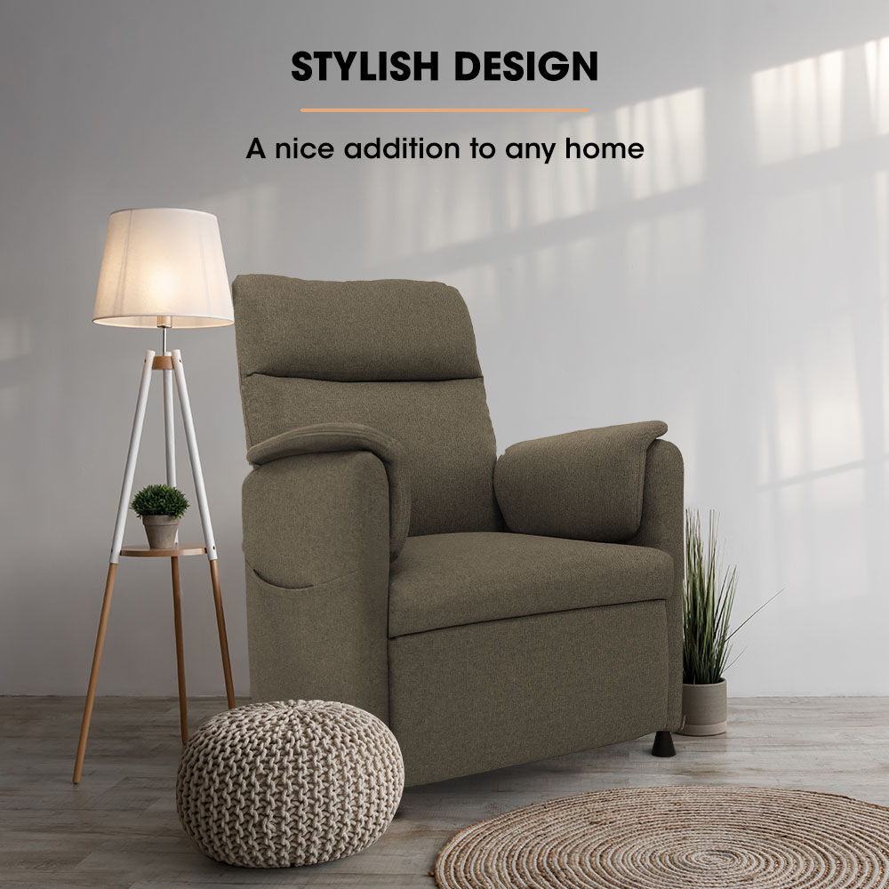 FORTIA Electric Recliner Armchair in Beige with Memory Settings and Dual Side Pockets