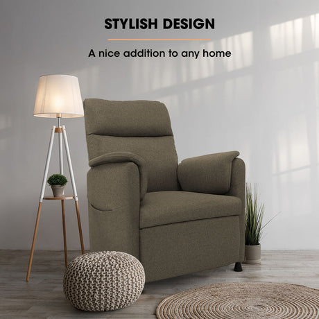 FORTIA Electric Recliner Armchair in Beige with Memory Settings and Dual Side Pockets