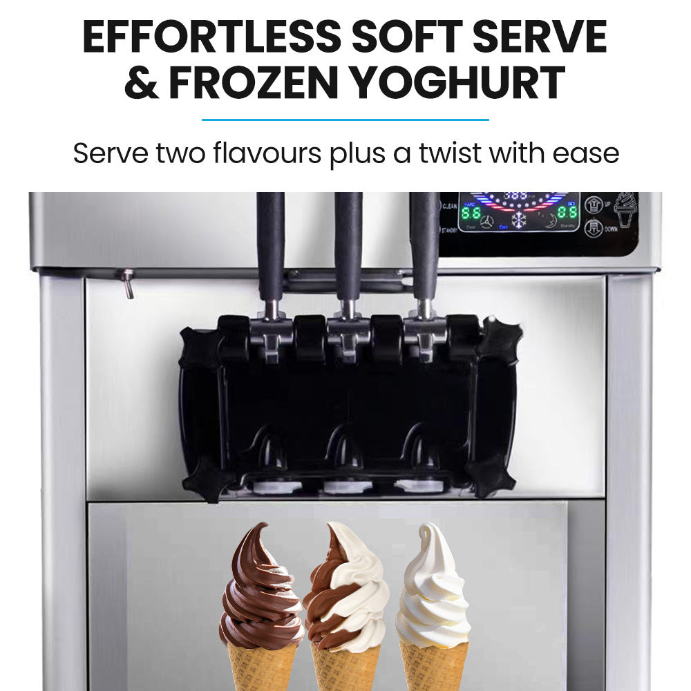 LED control panel on the benchtop soft serve ice cream machine