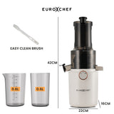 Front view of the 200 W cold press juicer in white