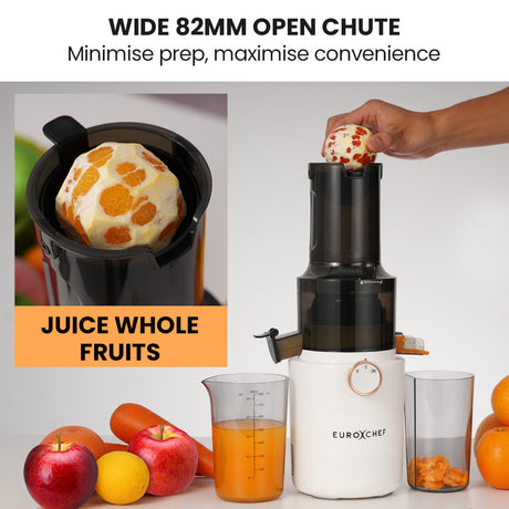 Auger, blade filter and juicing bowl parts of the white cold press juicer