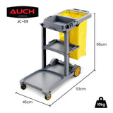 Janitor Cleaning Trolley Cart 3 Shelf 60L Grey