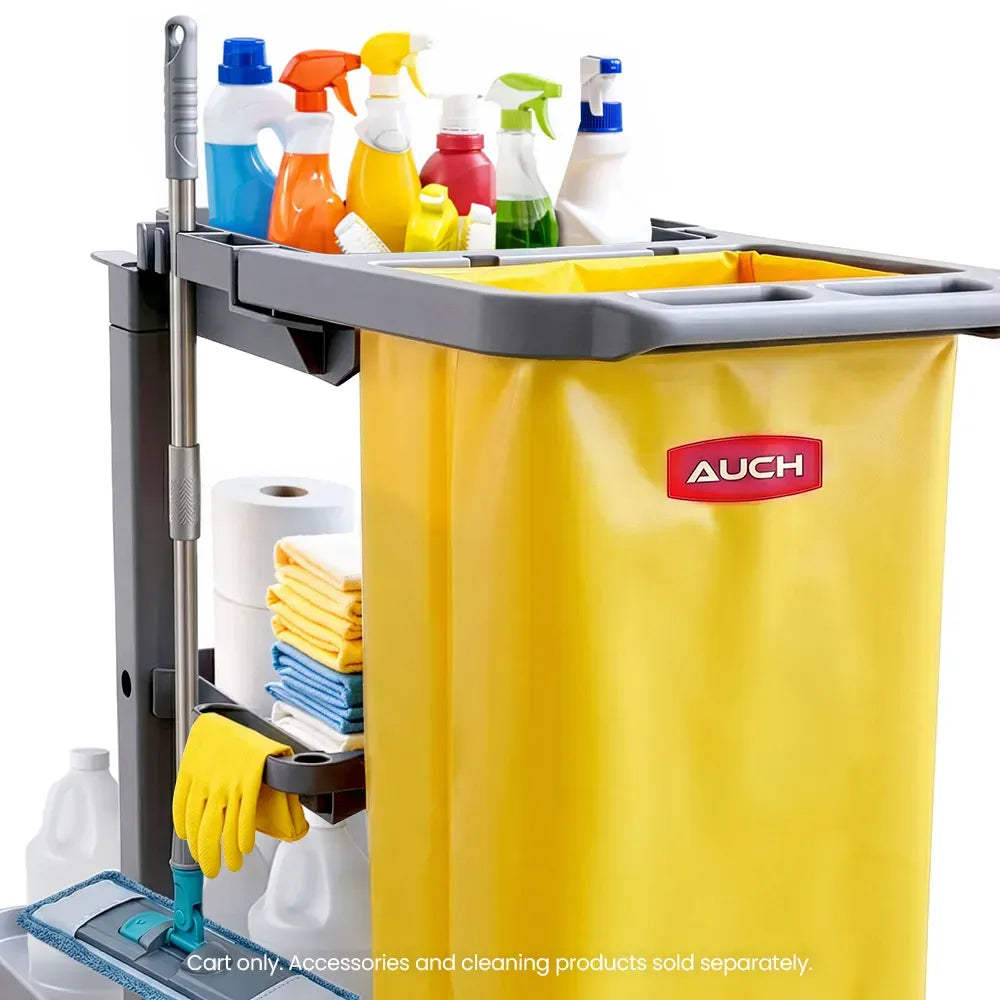Janitor Cleaning Trolley Cart 3 Shelf 60L Grey