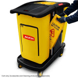 Double bag janitor cleaning trolley with lockable cabinet in black