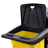 Single bag janitor cleaning trolley with lockable cabinet in black