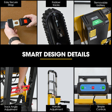 Electric stair climbing hand truck 159kg foldable in yellow